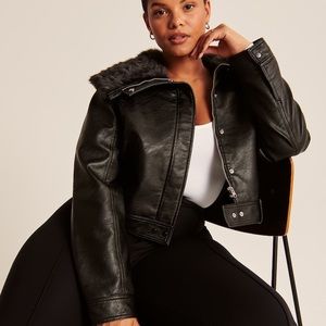 Abercrombie Vegan Leather Faux fur lined jacket - never worn! Purchased in Nov